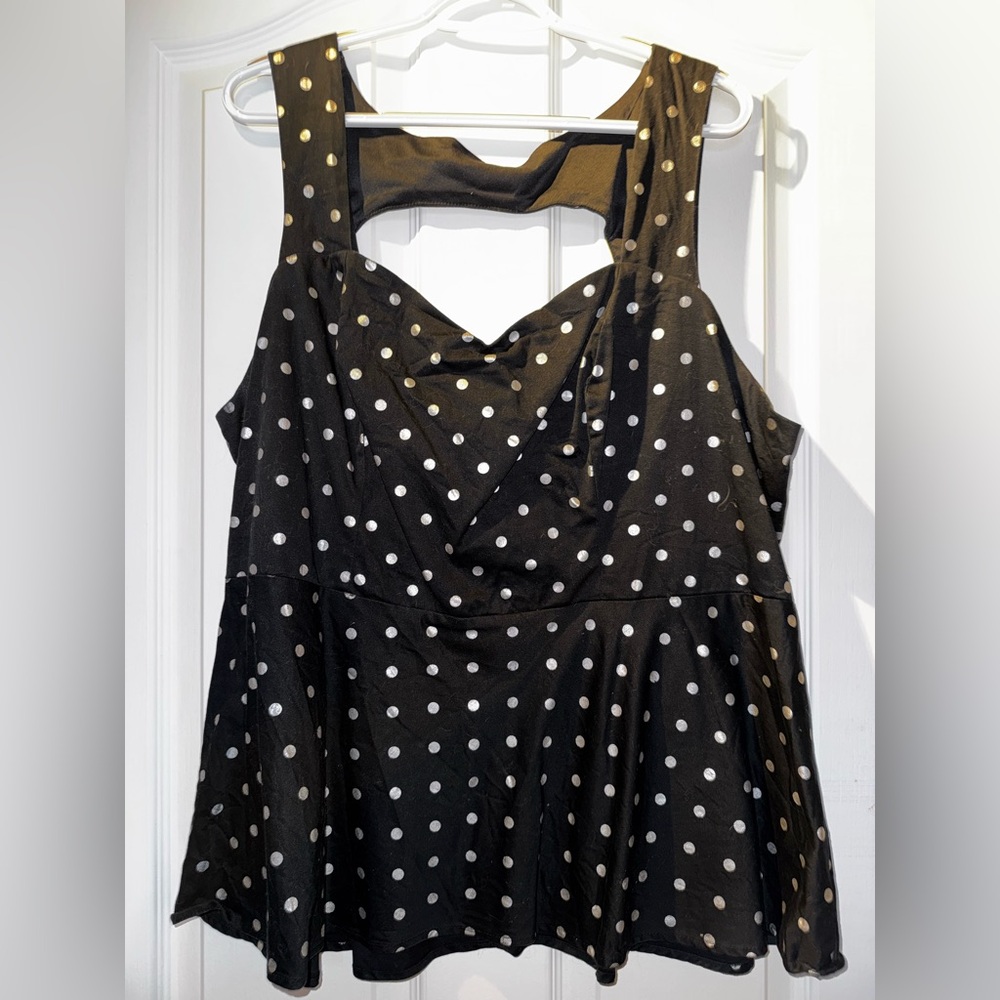 torrid Black White Polka Dot Peplum Cowl Neck Camisole
